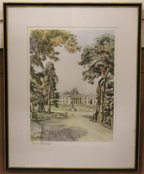 G. Cuitt - three dry point etchings of Chester and Renis Flanders, two signed prints of Sandhurst (5)